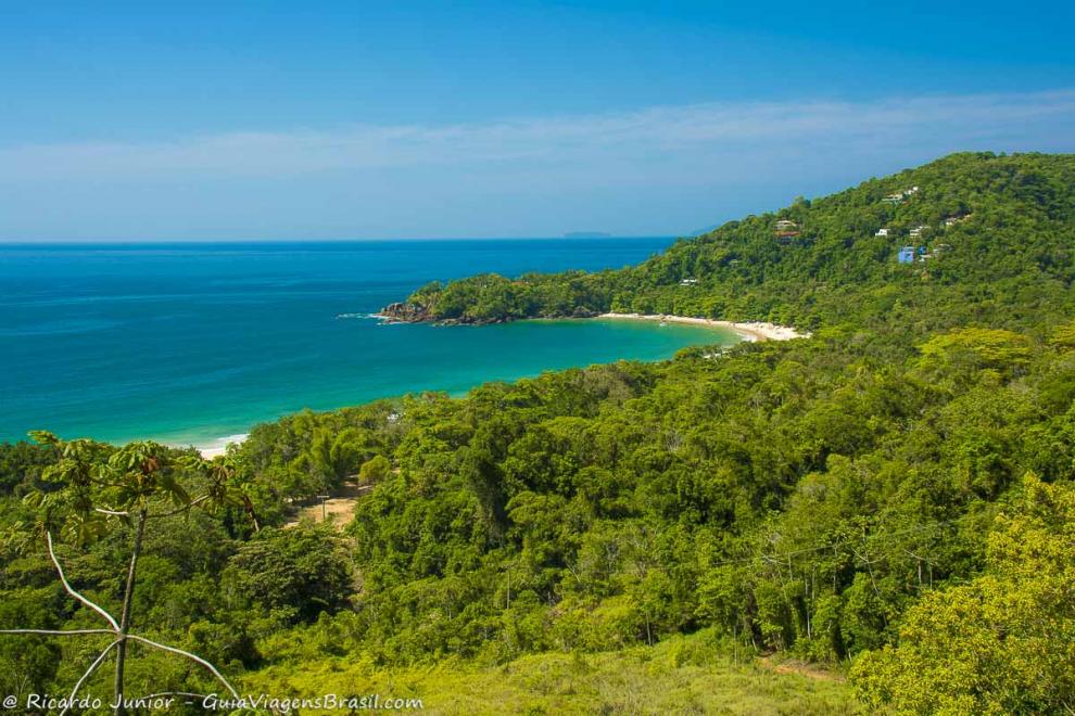 Imagem do alto da Praia do Félix em Ubatuba.